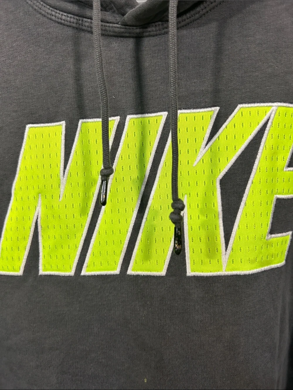 Nike Dark Gray Pullover Hoodie with Neon Yellow Logo